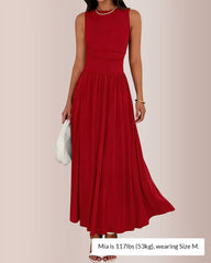 Sleeveless Ruched High-Waist Maxi Dress