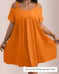 Plus Size Summer Elegant And Comfortable Solid-Color Dress