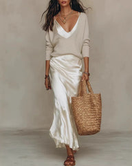 Effortless Knit & Satin Midi Ensemble