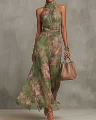 Gathered Halter Midi Dress