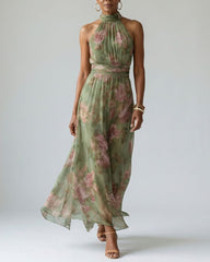 Gathered Halter Midi Dress