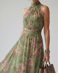 Gathered Halter Midi Dress