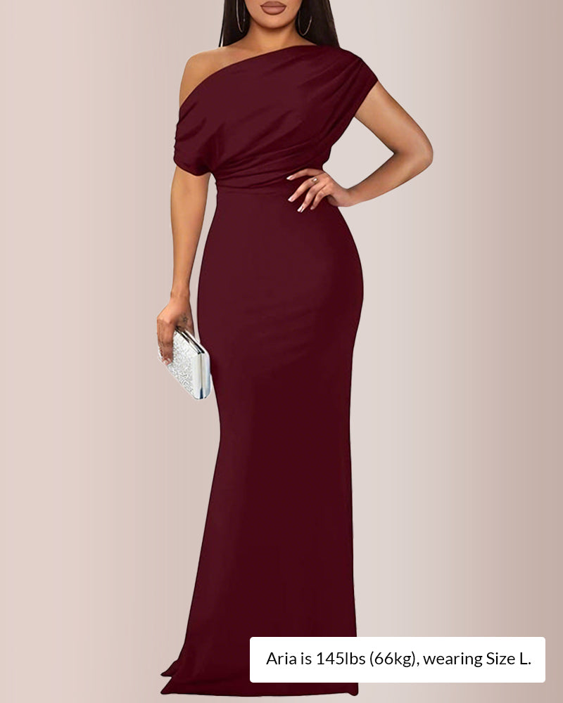 Off Shoulder High Split Bodycon Maxi Dress Curvvvy