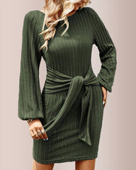 Elegant Knit Long Lantern Sleeve Fall Bodycon Curvvvy