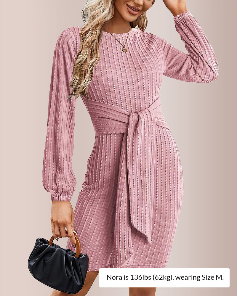 Elegant Knit Long Lantern Sleeve Fall Bodycon Curvvvy