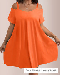 Plus Size Summer Elegant And Comfortable Solid-Color Dress