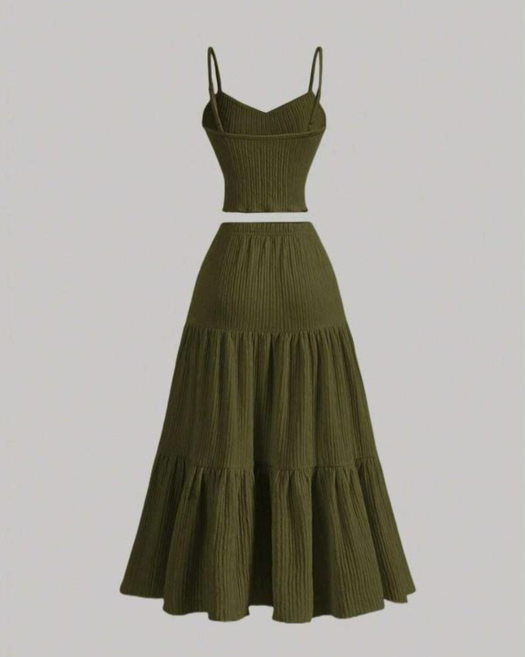 Casual Fashion Cozy Crop Cami Top & A-line Skirt Two-piece Outfits