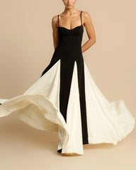 Paloma A-Line Maxi Dress Contrast Panel Flowy Elegant Evening Dress