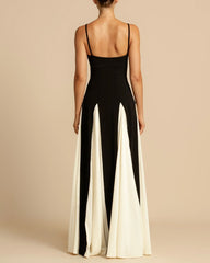 Paloma A-Line Maxi Dress Contrast Panel Flowy Elegant Evening Dress