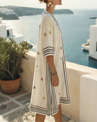 Fairy Collar Printed Beach Dress