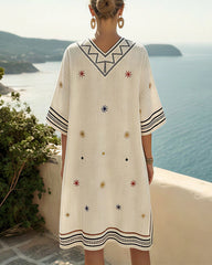 Fairy Collar Printed Beach Dress