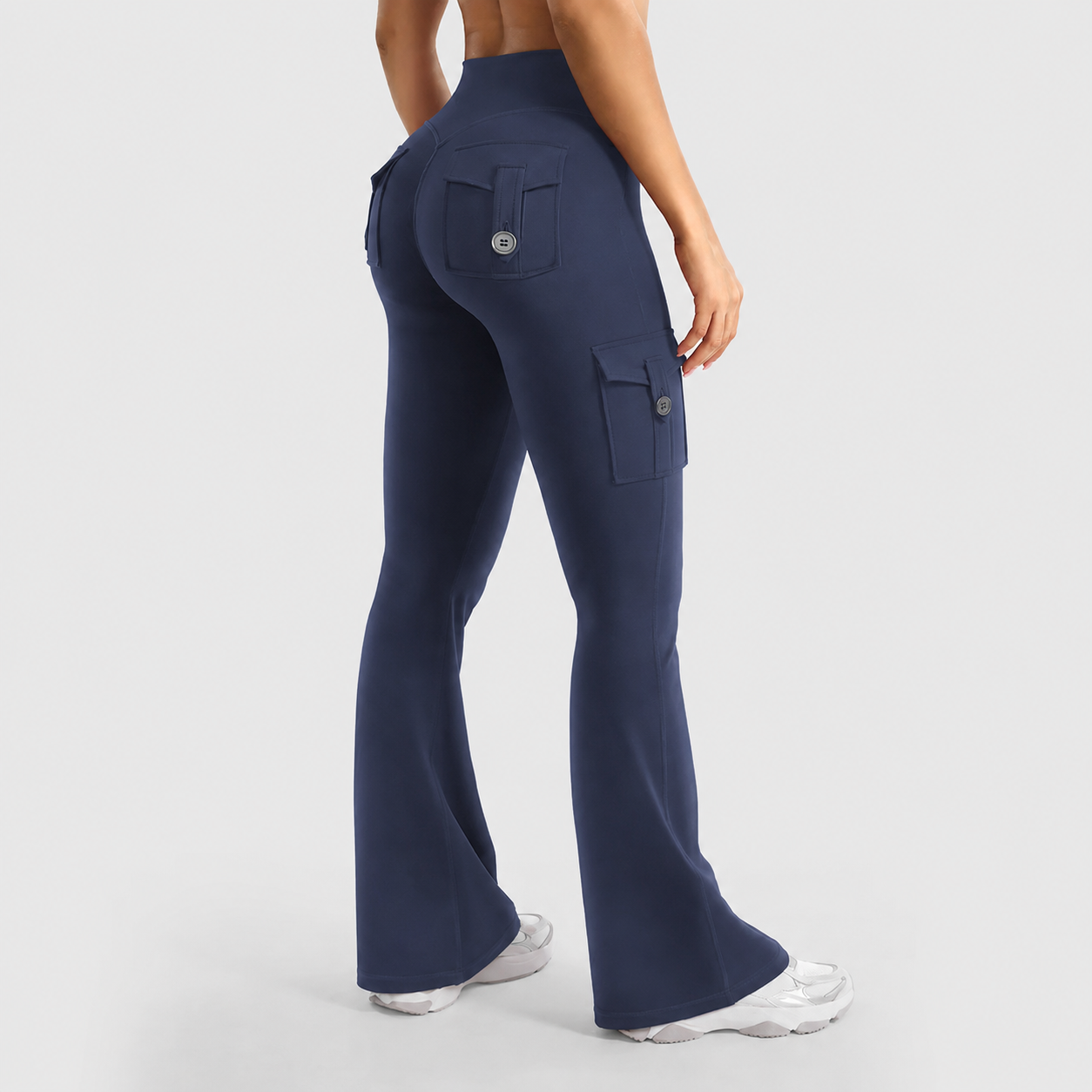 High-Waisted Flare Leggings with Pockets & No Front Seam