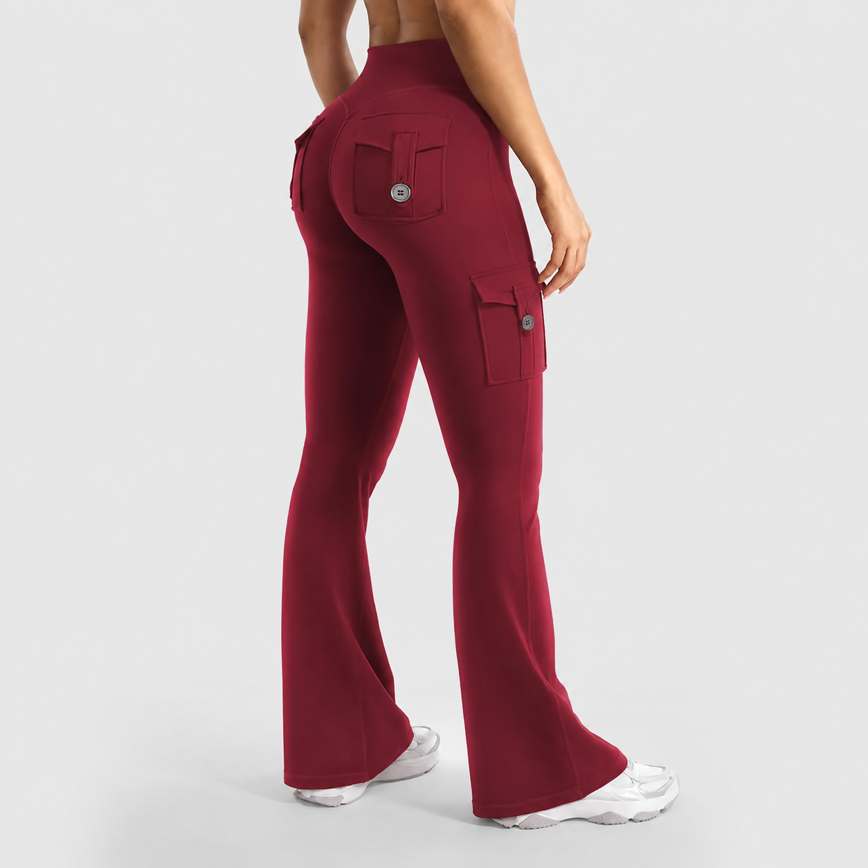 High-Waisted Flare Leggings with Pockets & No Front Seam