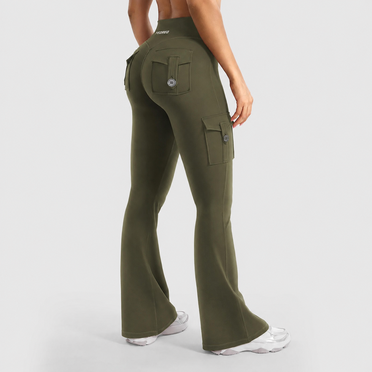 High-Waisted Flare Leggings with Pockets & No Front Seam