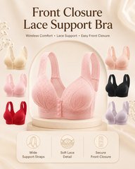 Women's Front Closure Push-Up Jacquard Bra - Comfort & Style