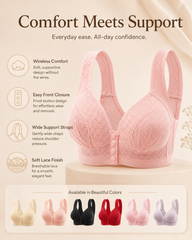 Women's Front Closure Push-Up Jacquard Bra - Comfort & Style