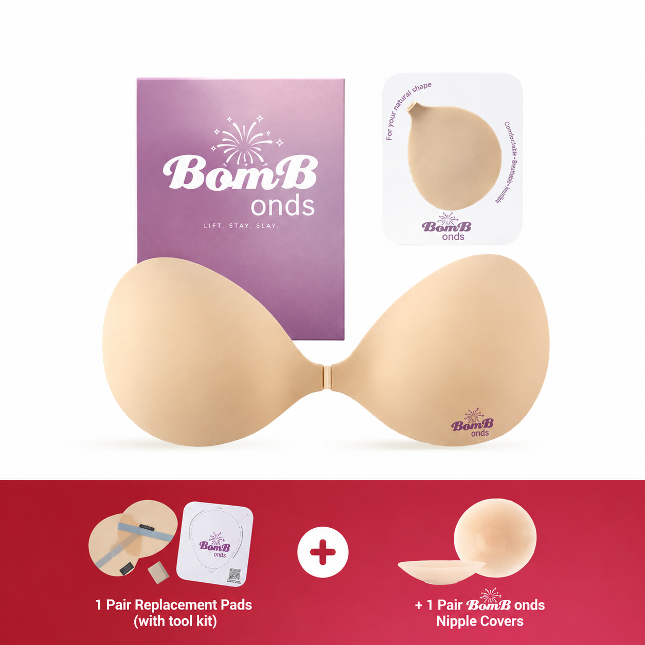 Invisible Push-Up Sticky Bra – Waterproof & Reusable