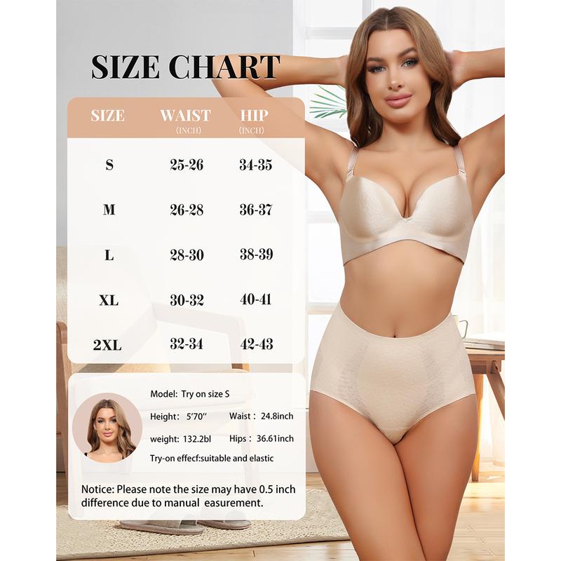 Seamless Full Coverage Brief No Show Underwear High Waist Panties