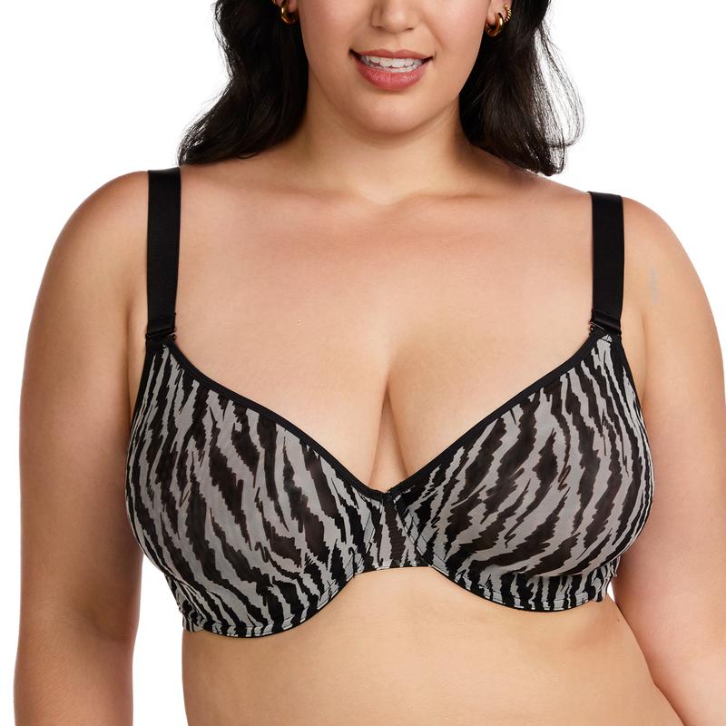 Zebra Wild Unlined Blue Underwire Mesh Bra Set