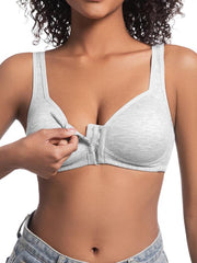 Adjustable Front-Closure Push-Up Bra - Wireless, Seamless, Side Support
