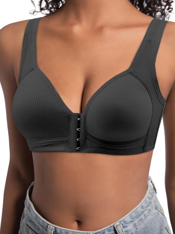 Adjustable Front-Closure Push-Up Bra - Wireless, Seamless, Side Support
