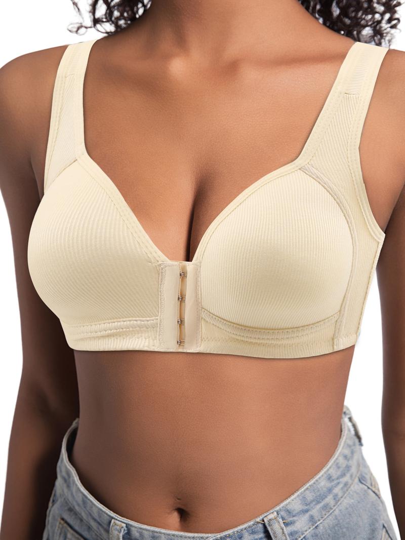Adjustable Front-Closure Push-Up Bra - Wireless, Seamless, Side Support