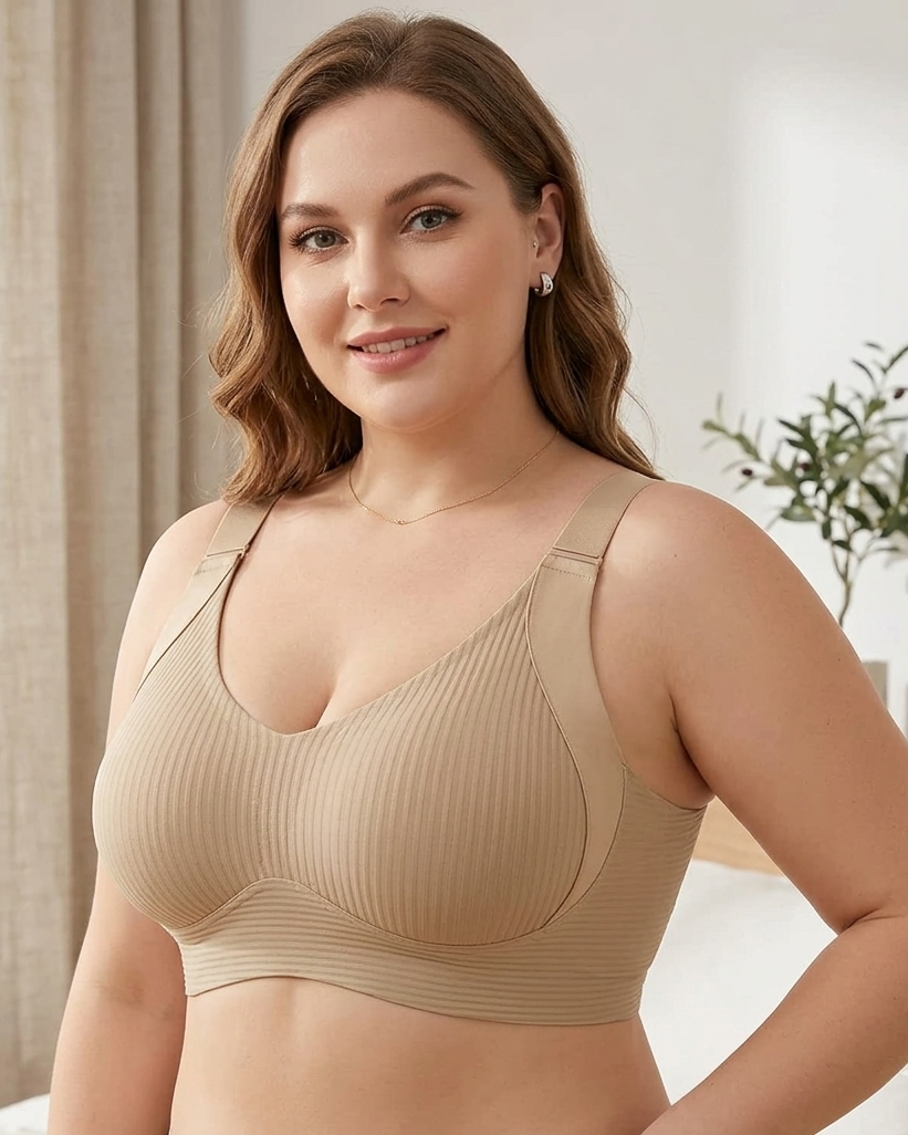 ️Women's Ribbed Push Up Adjustable Wireless Bra