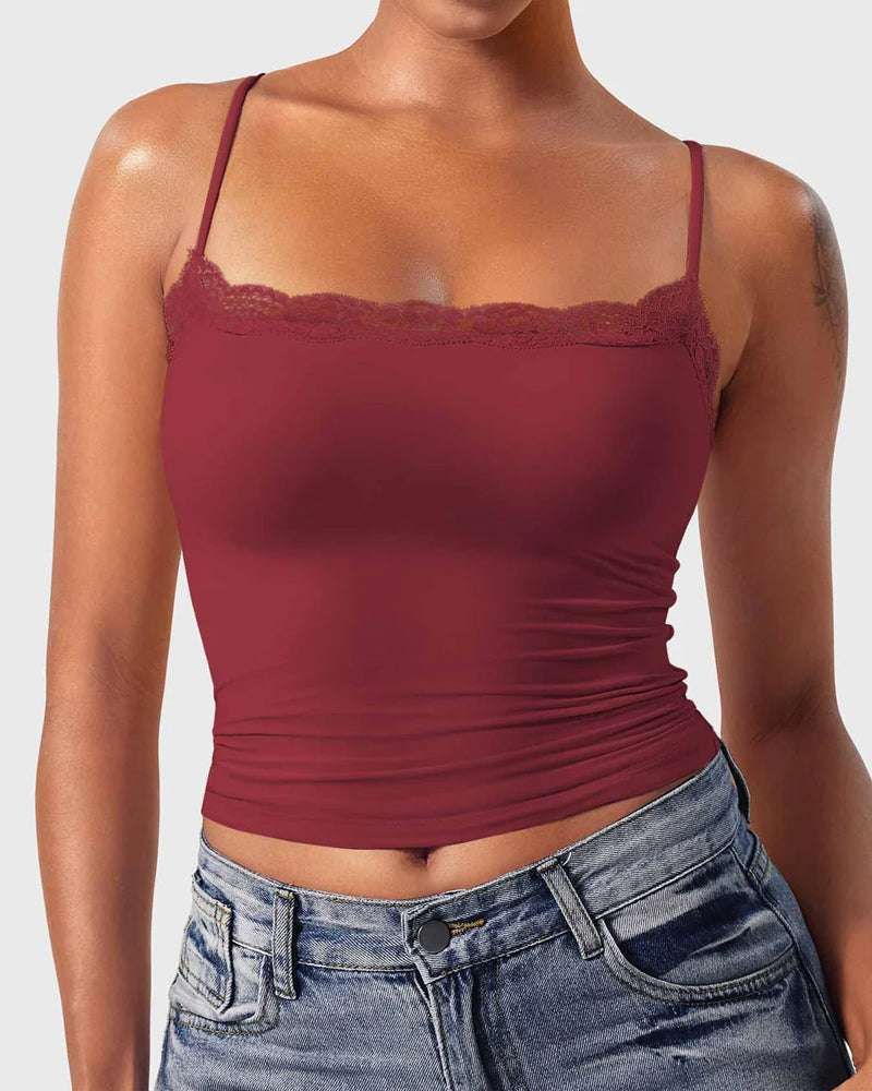 Padded Lace Cami Top Double Lined Sexy Tank Top