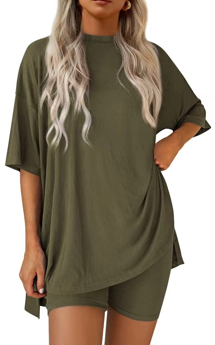 Women's Summer Two-Piece Set Split Hem Lounge