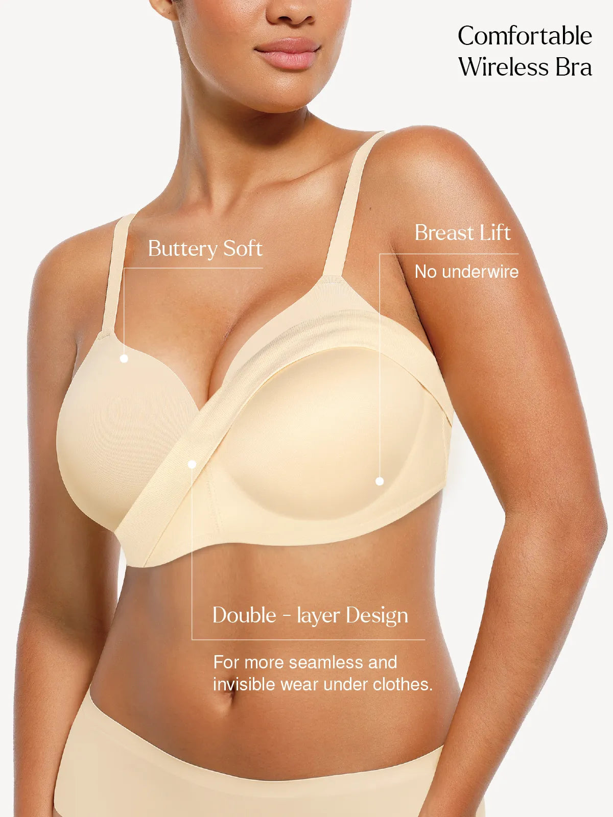 Wireless Seamless Push-Up V-Neck Bra