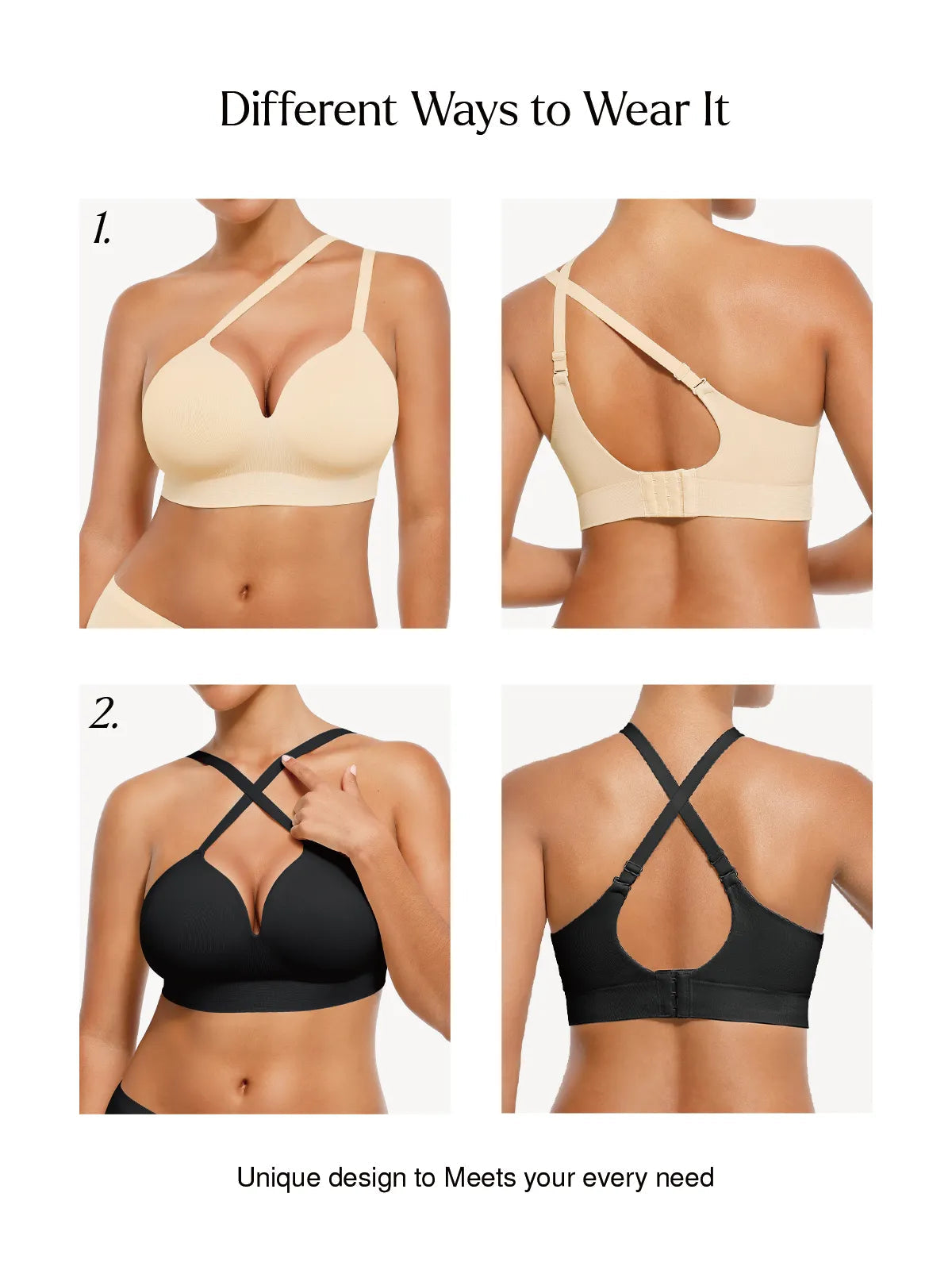Wireless Seamless Push-Up V-Neck Bra