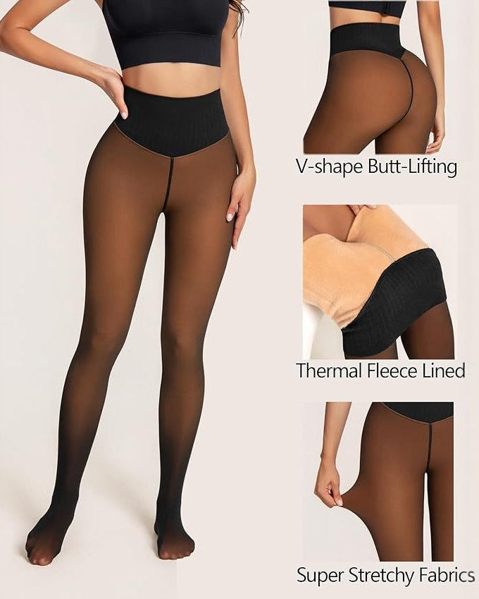 Sheer Illusion Fleece-Lined Tights