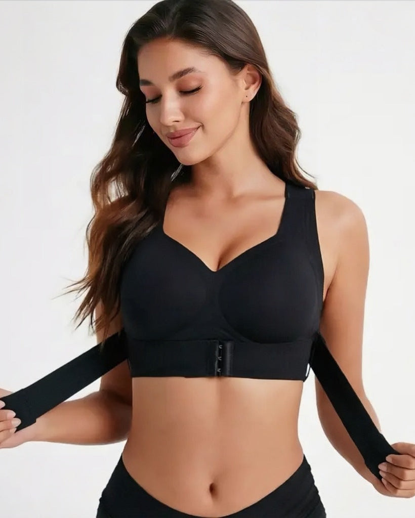 Front Closure Cross-Back Wireless Posture Bra