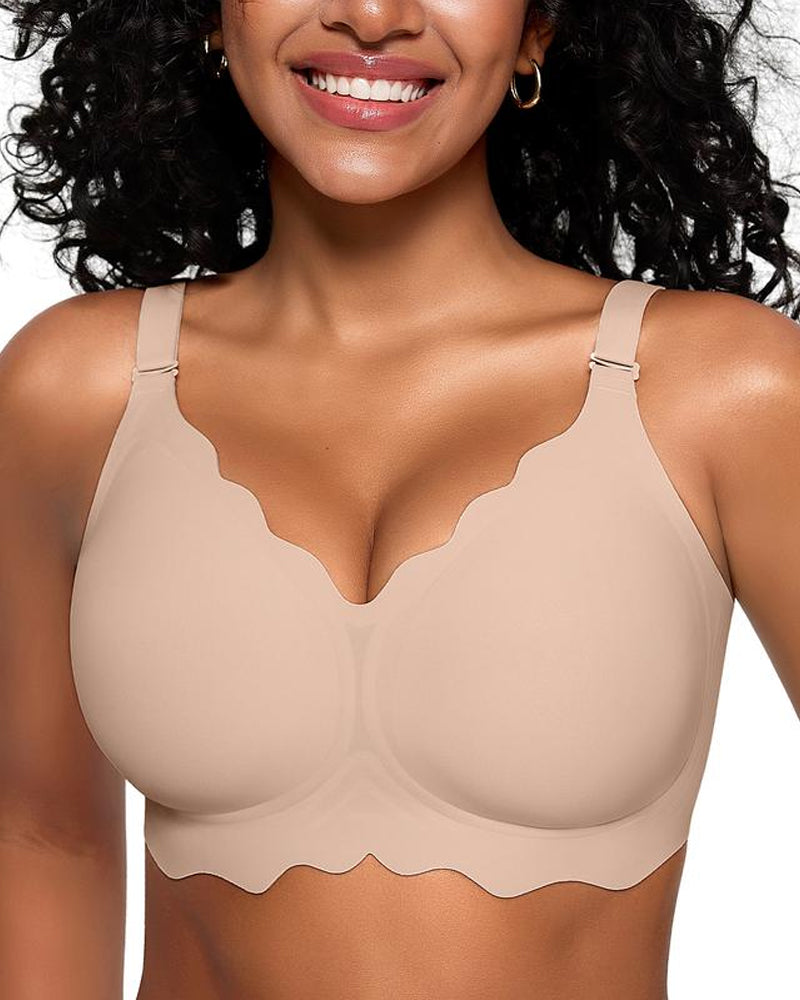 Seamless Scalloped Bras for Women Wireless Push Up Bra
