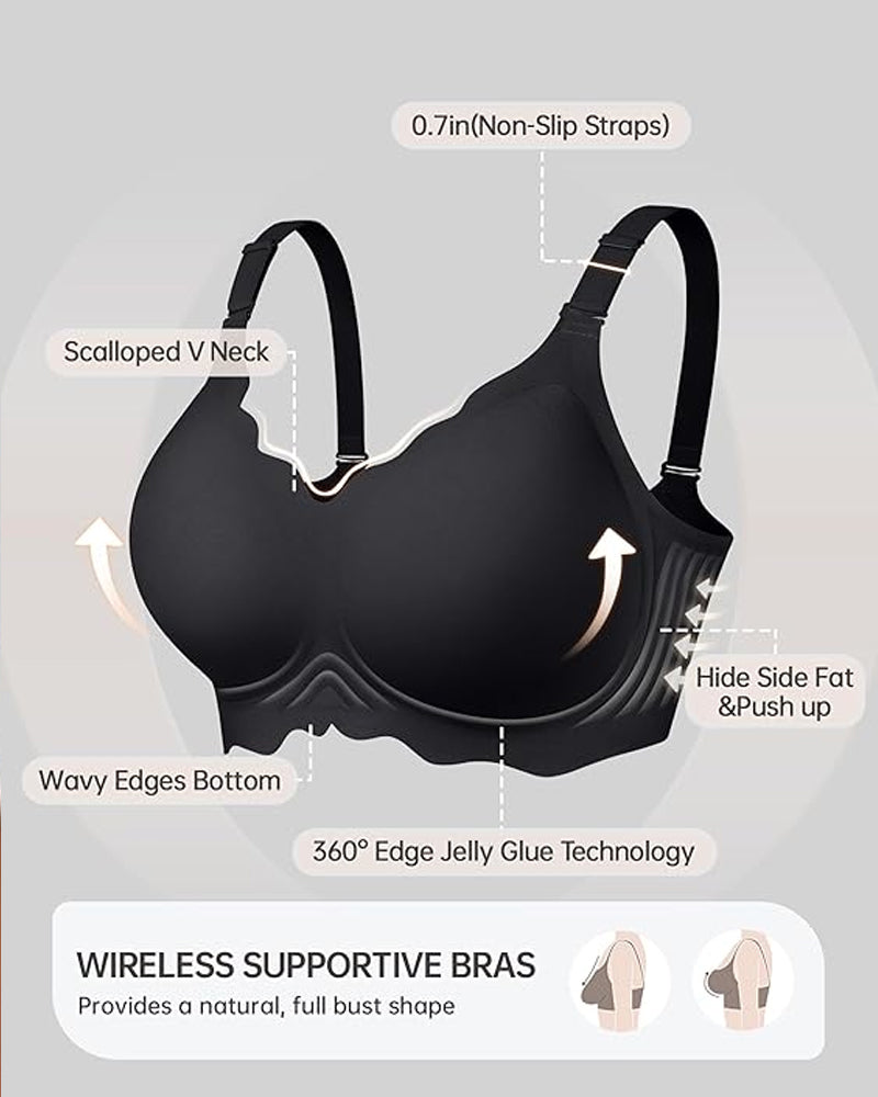 Seamless Scalloped Bras for Women Wireless Push Up Bra