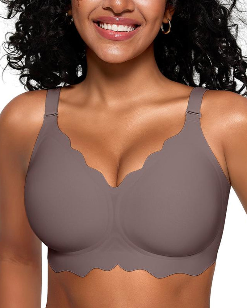 Seamless Scalloped Bras for Women Wireless Push Up Bra