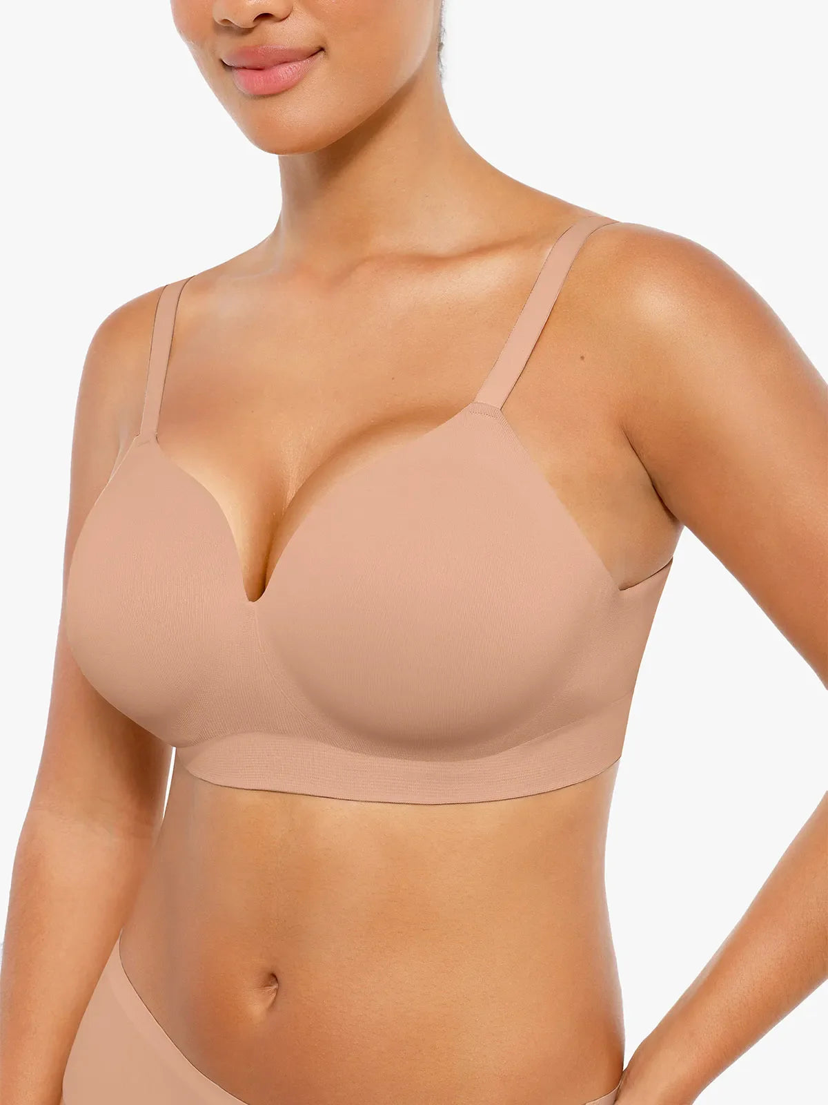 Wireless Seamless Push-Up V-Neck Bra
