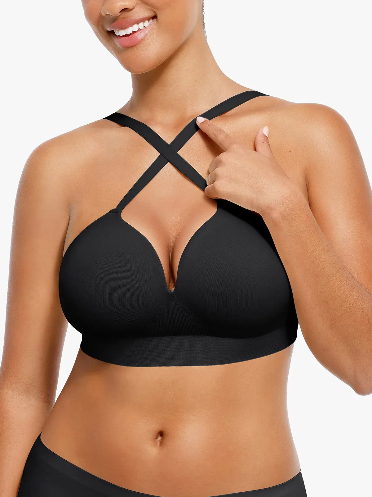 Wireless Seamless Push-Up V-Neck Bra