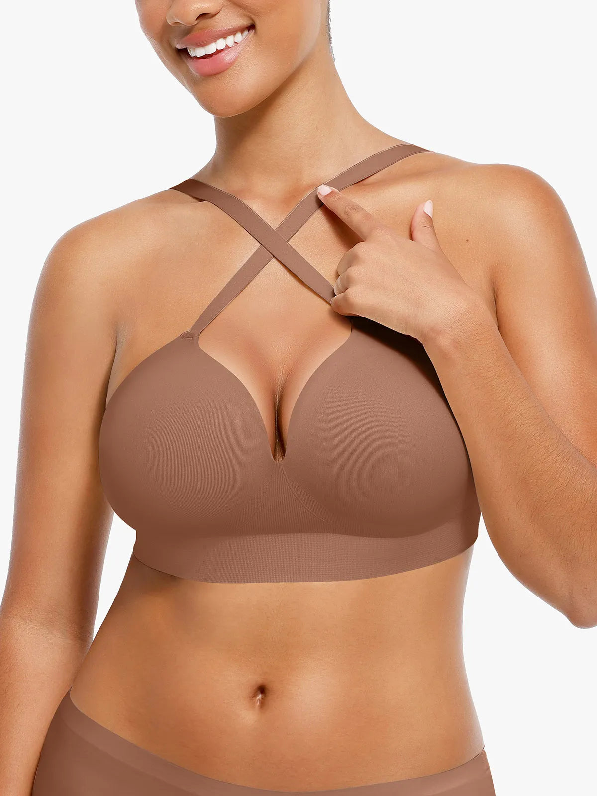 Wireless Seamless Push-Up V-Neck Bra