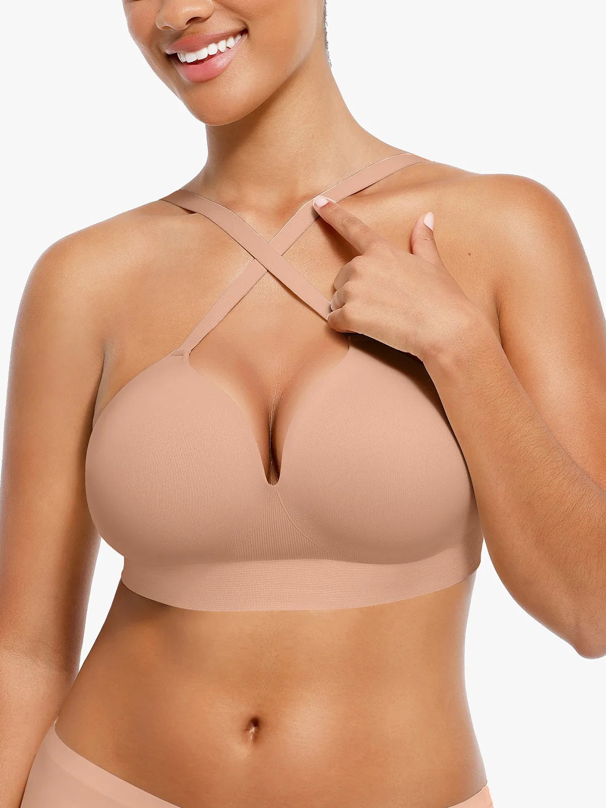 Wireless Seamless Push-Up V-Neck Bra