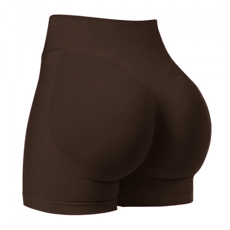 Seamless sports yoga shorts high waist hip lift
