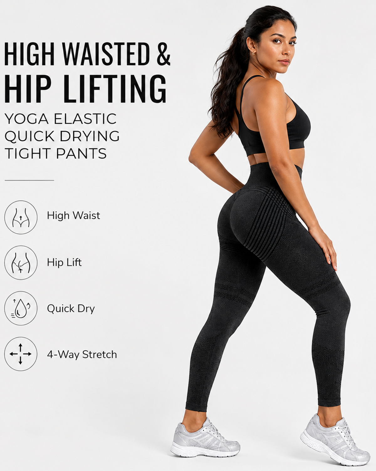 High Waisted And Hip Lifting Yoga Elastic Quick Drying Tight Pants