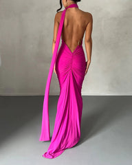 Garze Backless Rose Maxi Dress