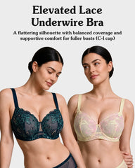 Floral Lace Plus Size Unlined Minimizer Bra