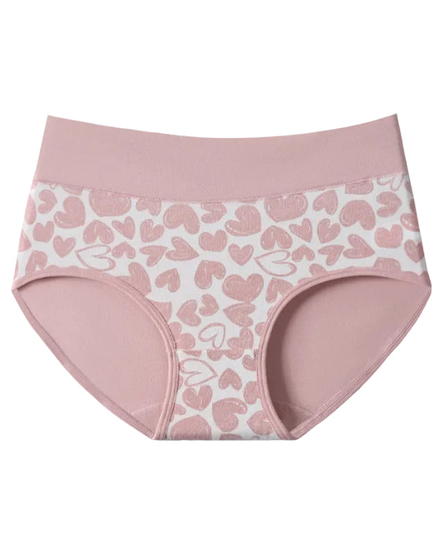Cute Love Print Soft Cotton Stretchy Women's Panties (6 Pack)