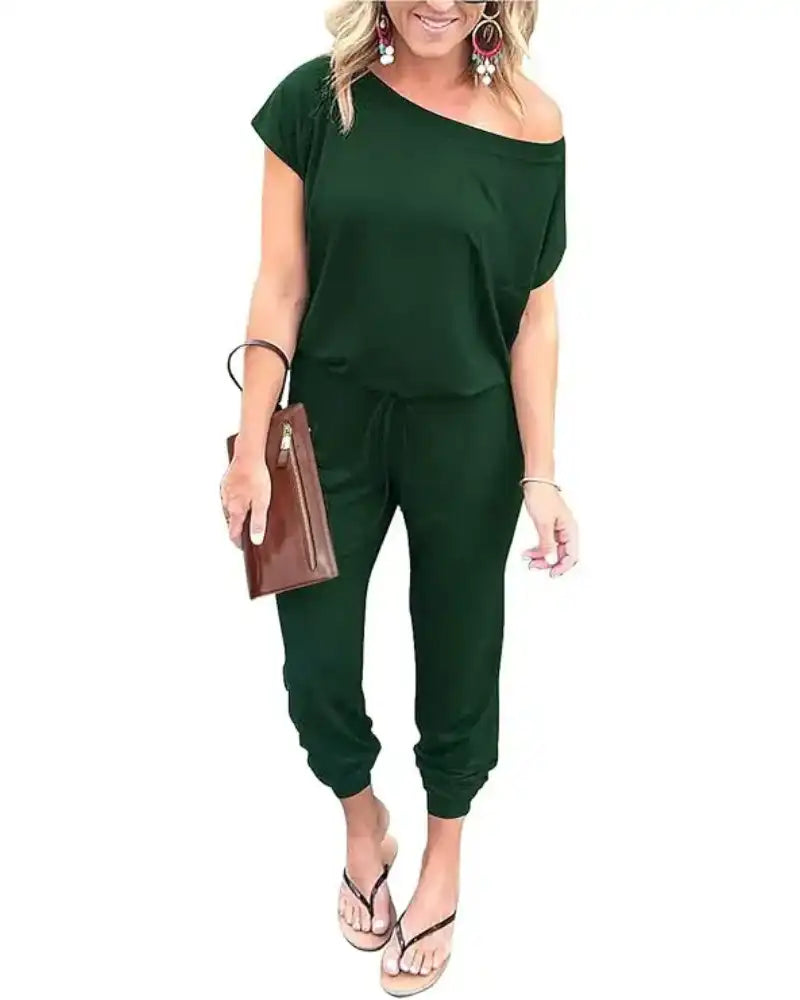 (S-3XL) Women's Plus Size Off Shoulder Stretchy Jumpsuit