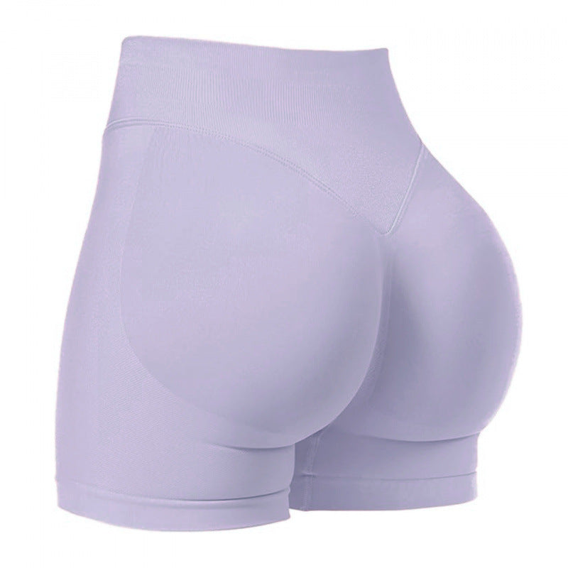 Seamless sports yoga shorts high waist hip lift