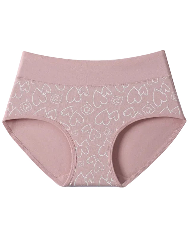 Cute Love Print Soft Cotton Stretchy Women's Panties (6 Pack)