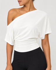 Elengatine Women Off Shoulder Crop Top – Slim Fit Casual Tee
