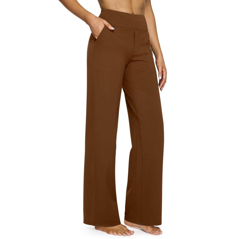 High Waisted Women's Wide Leg Pants with Pockets Business Casual Pants